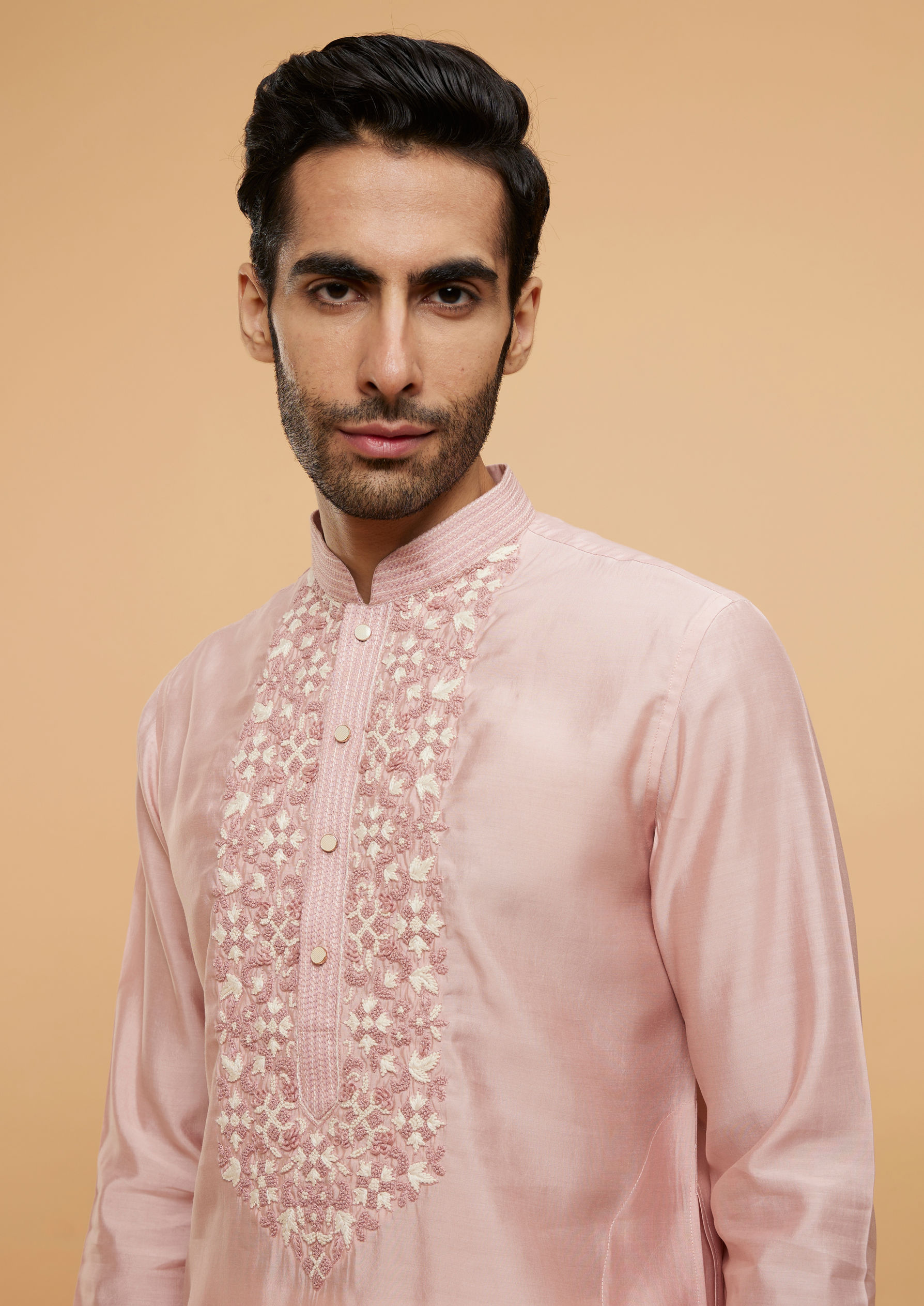 Twamev Men Peach Prime Elegance Kurta Pajama