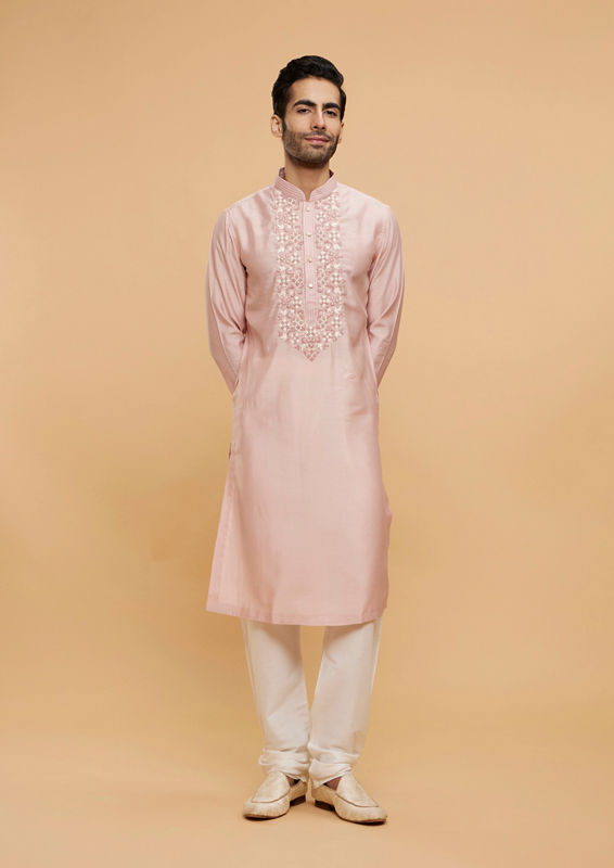 Twamev Men Peach Prime Elegance Kurta Pajama
