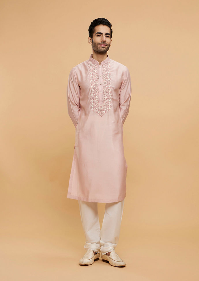 Twamev Men Peach Prime Elegance Kurta Pajama