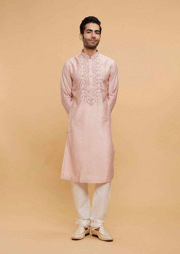 Twamev Men Peach Prime Elegance Kurta Pajama