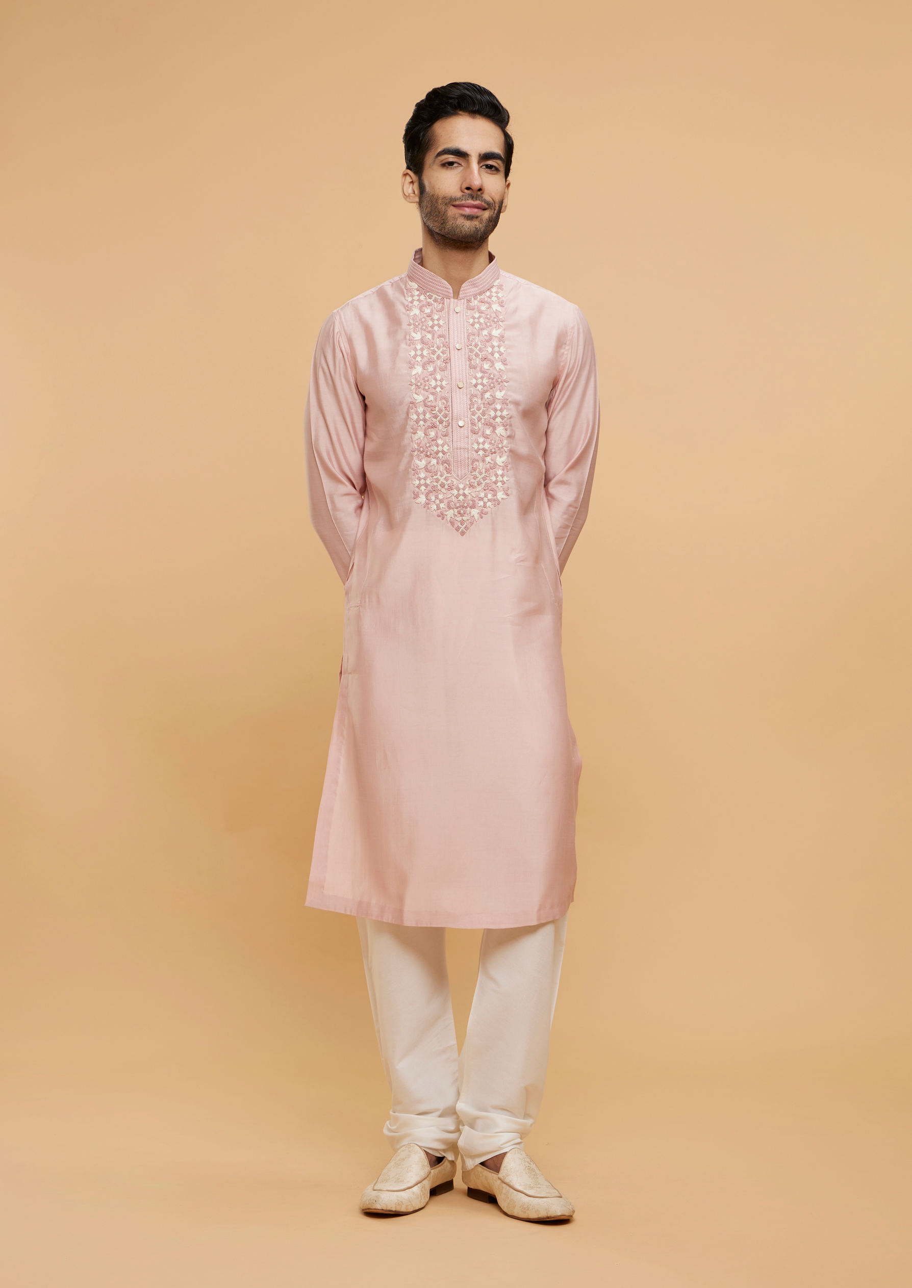 Twamev Men Peach Prime Elegance Kurta Pajama