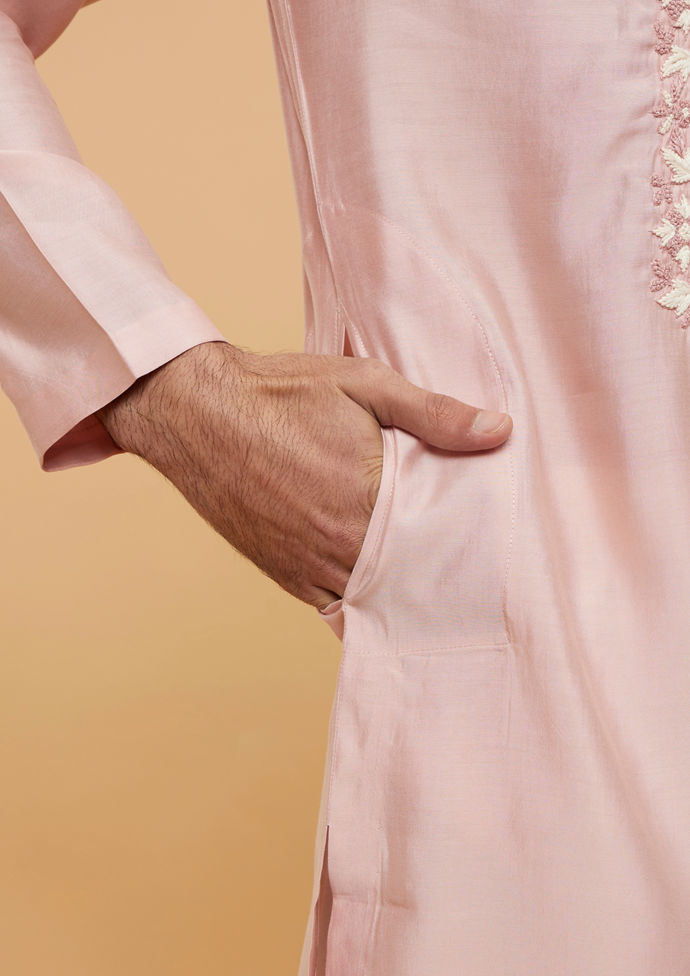 Twamev Men Peach Prime Elegance Kurta Pajama