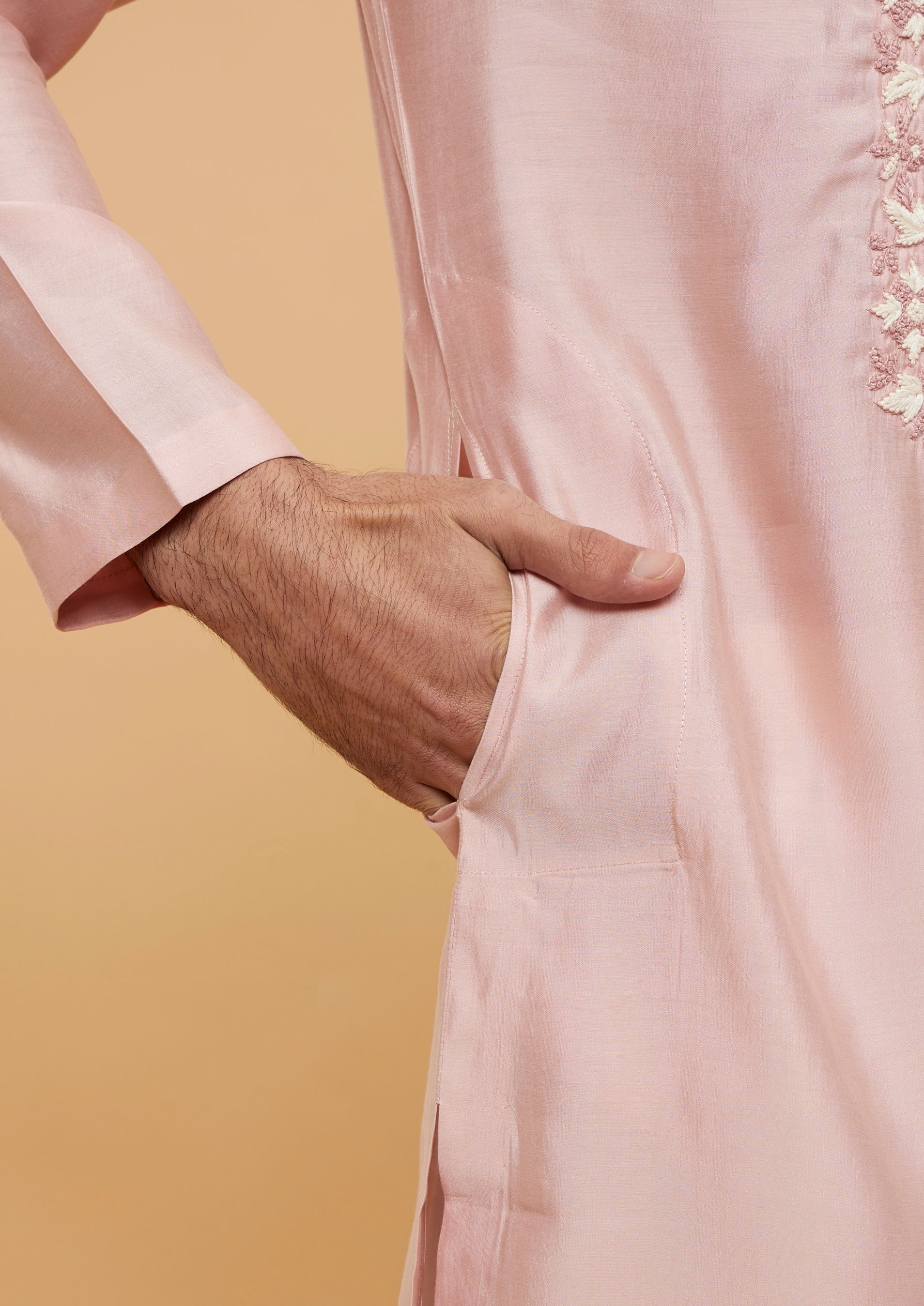 Twamev Men Peach Prime Elegance Kurta Pajama