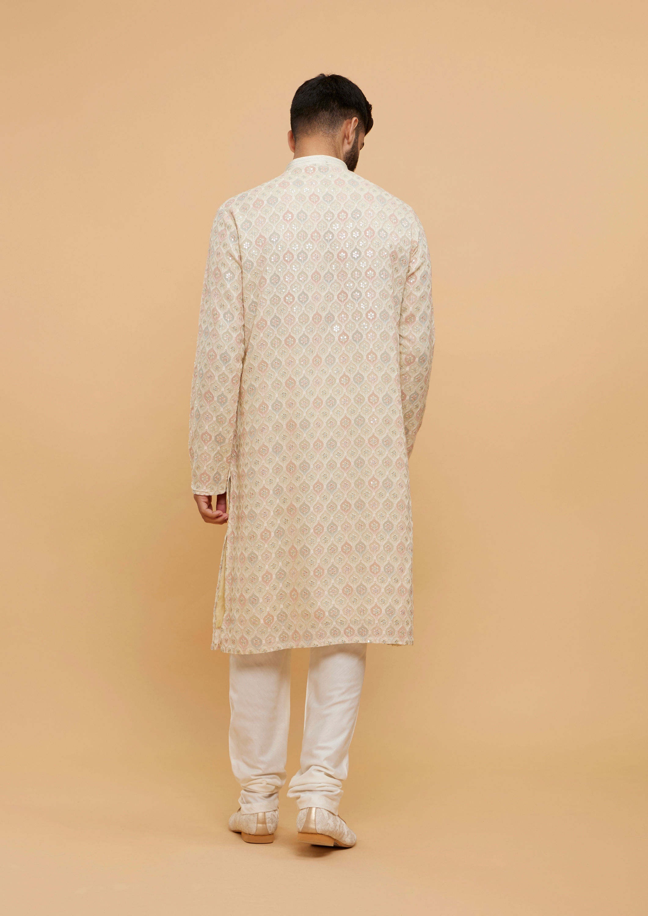 Twamev Men Beige Georgate Elegance Kurta Pajama