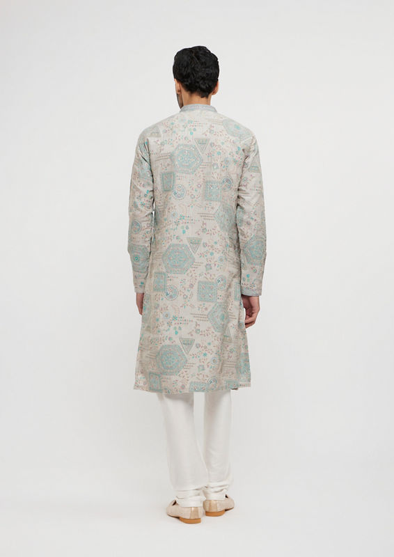 Twamev Men Pista Green Festive Kurta Pajama