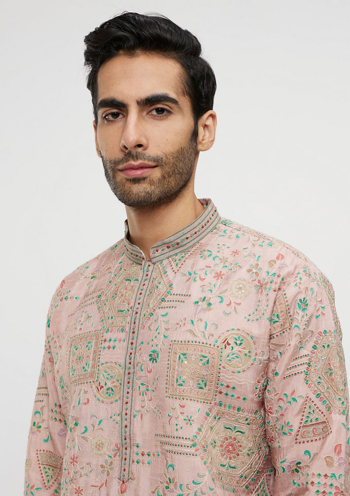 Twamev Men Dusty Pink Graceful Kurta Pajama