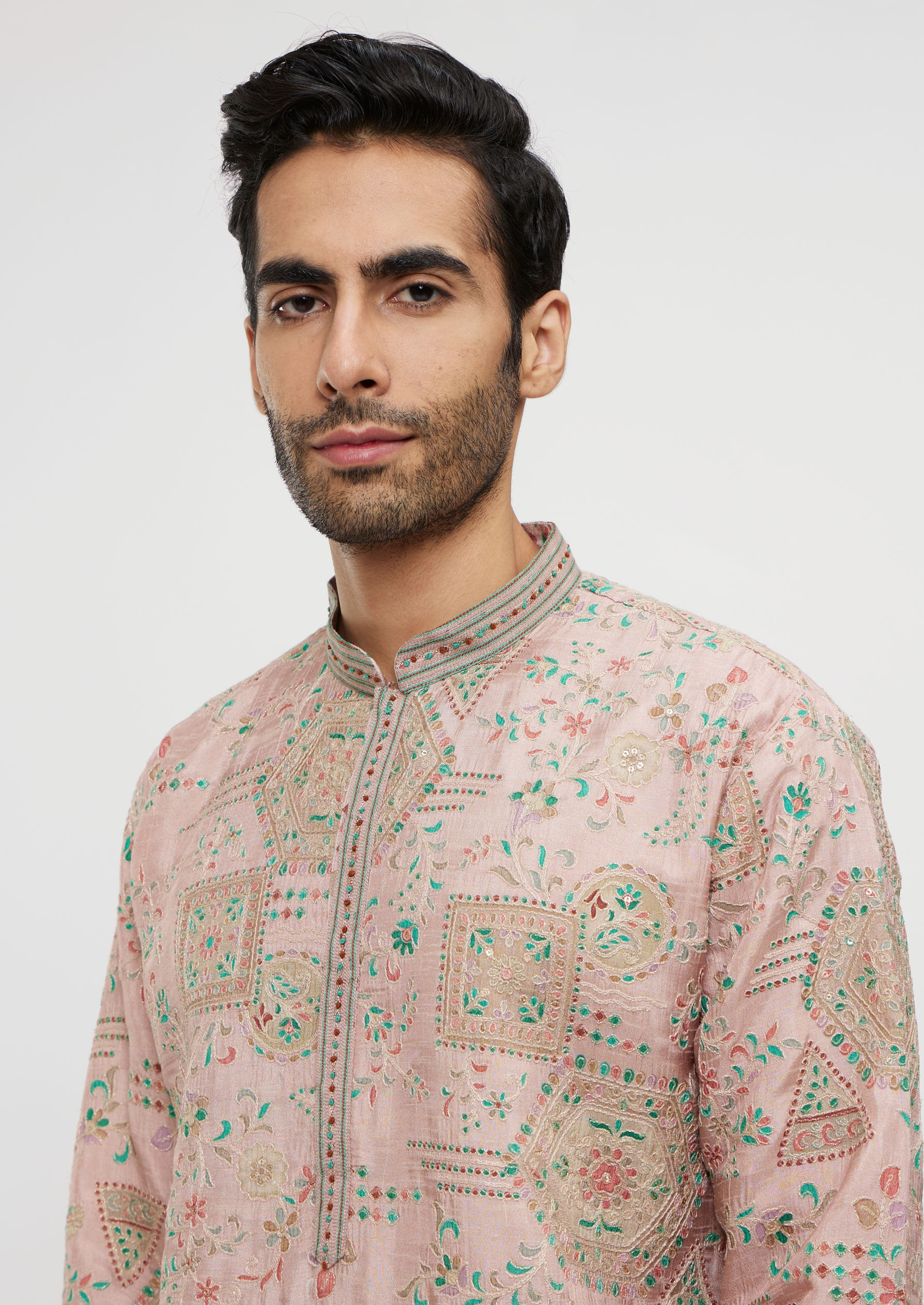 Twamev Men Dusty Pink Graceful Kurta Pajama