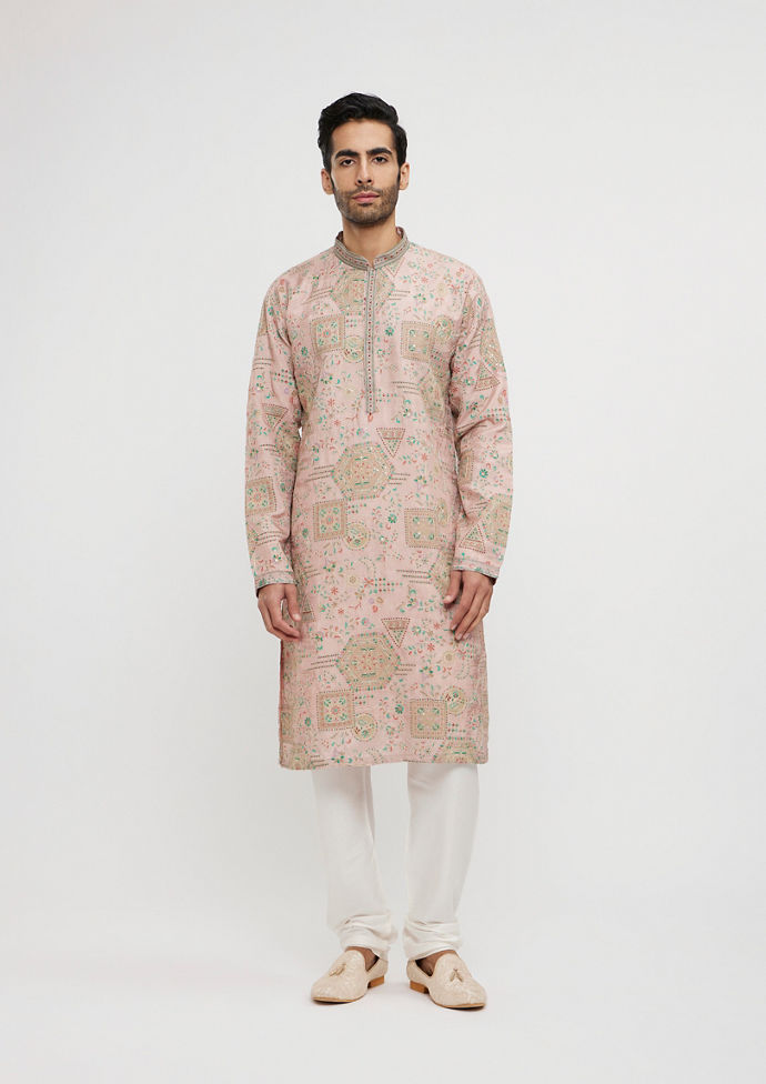 Twamev Men Dusty Pink Graceful Kurta Pajama