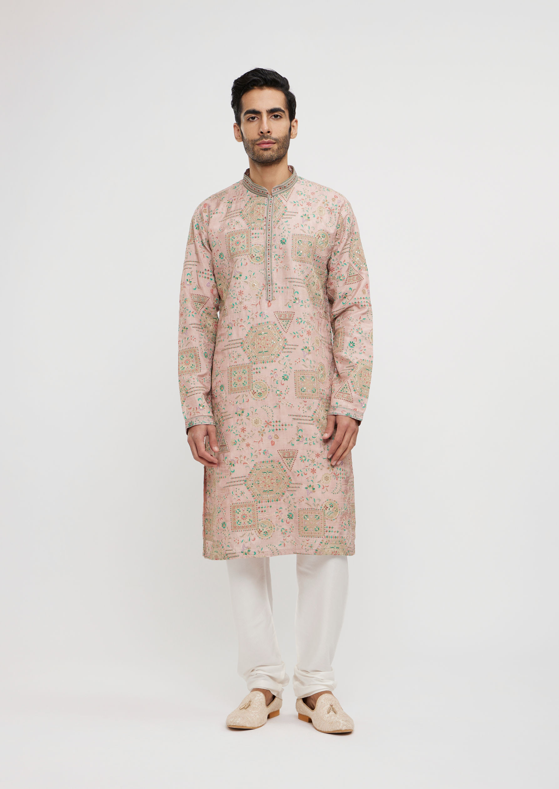 Twamev Men Dusty Pink Graceful Kurta Pajama