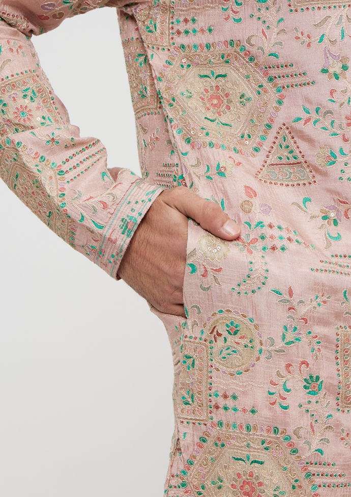 Twamev Men Dusty Pink Graceful Kurta Pajama