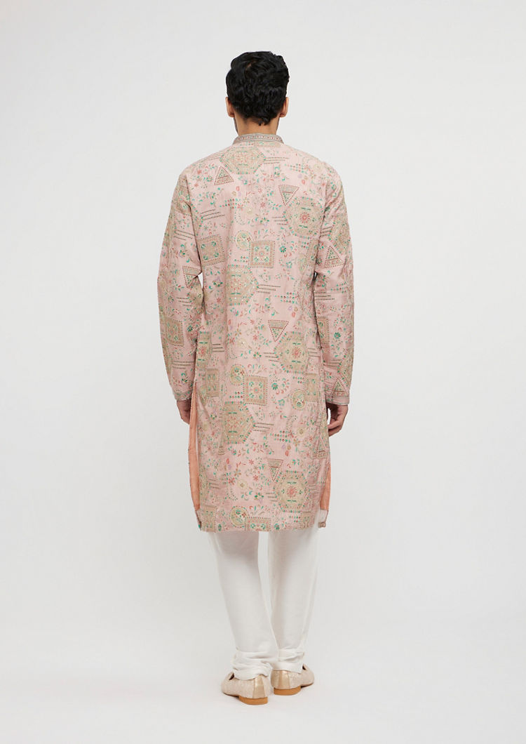 Twamev Men Dusty Pink Graceful Kurta Pajama