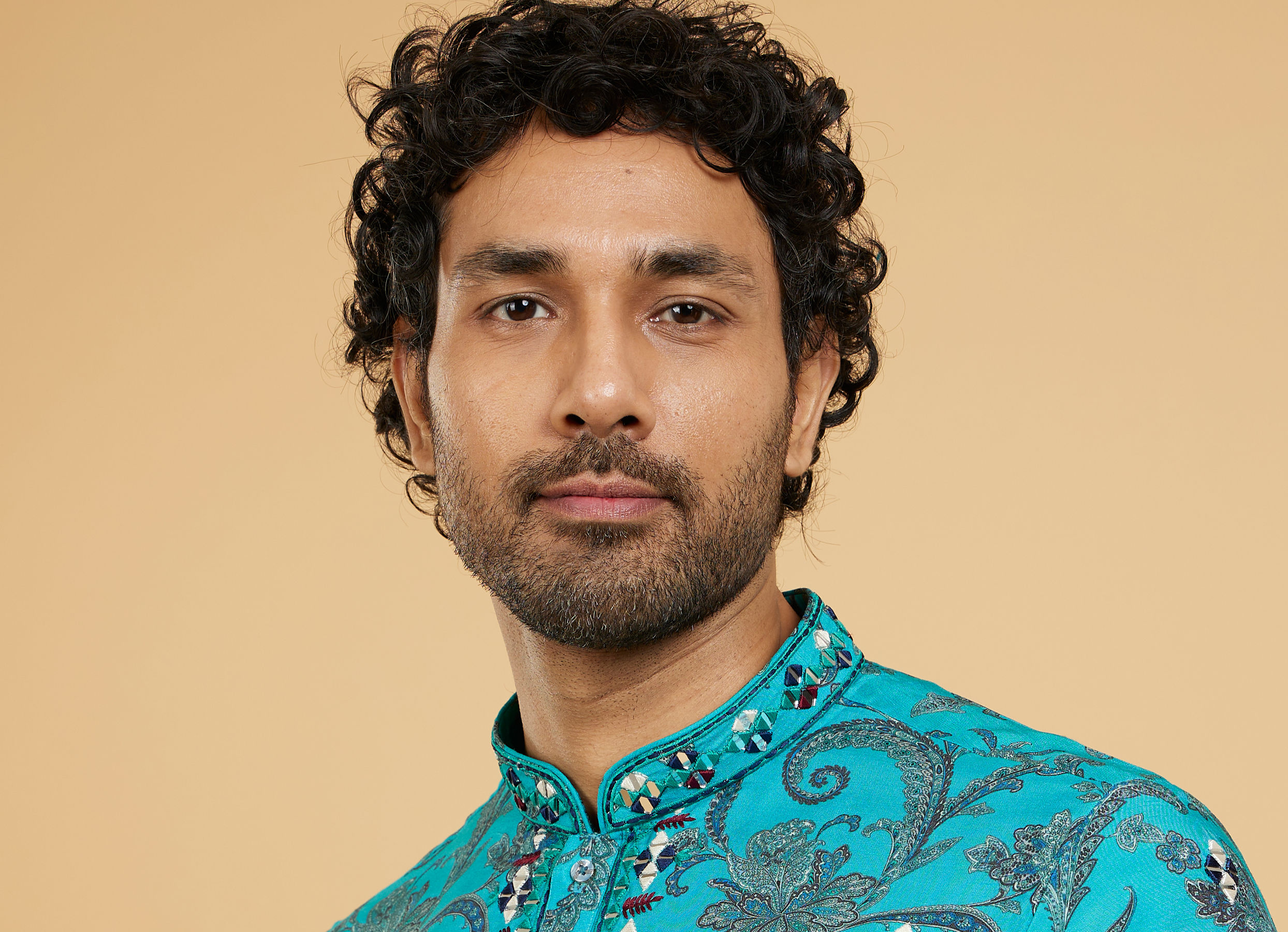 Twamev Men Teal Blue Charm Kurta Pajama