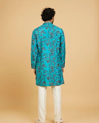 Twamev Men Teal Blue Charm Kurta Pajama