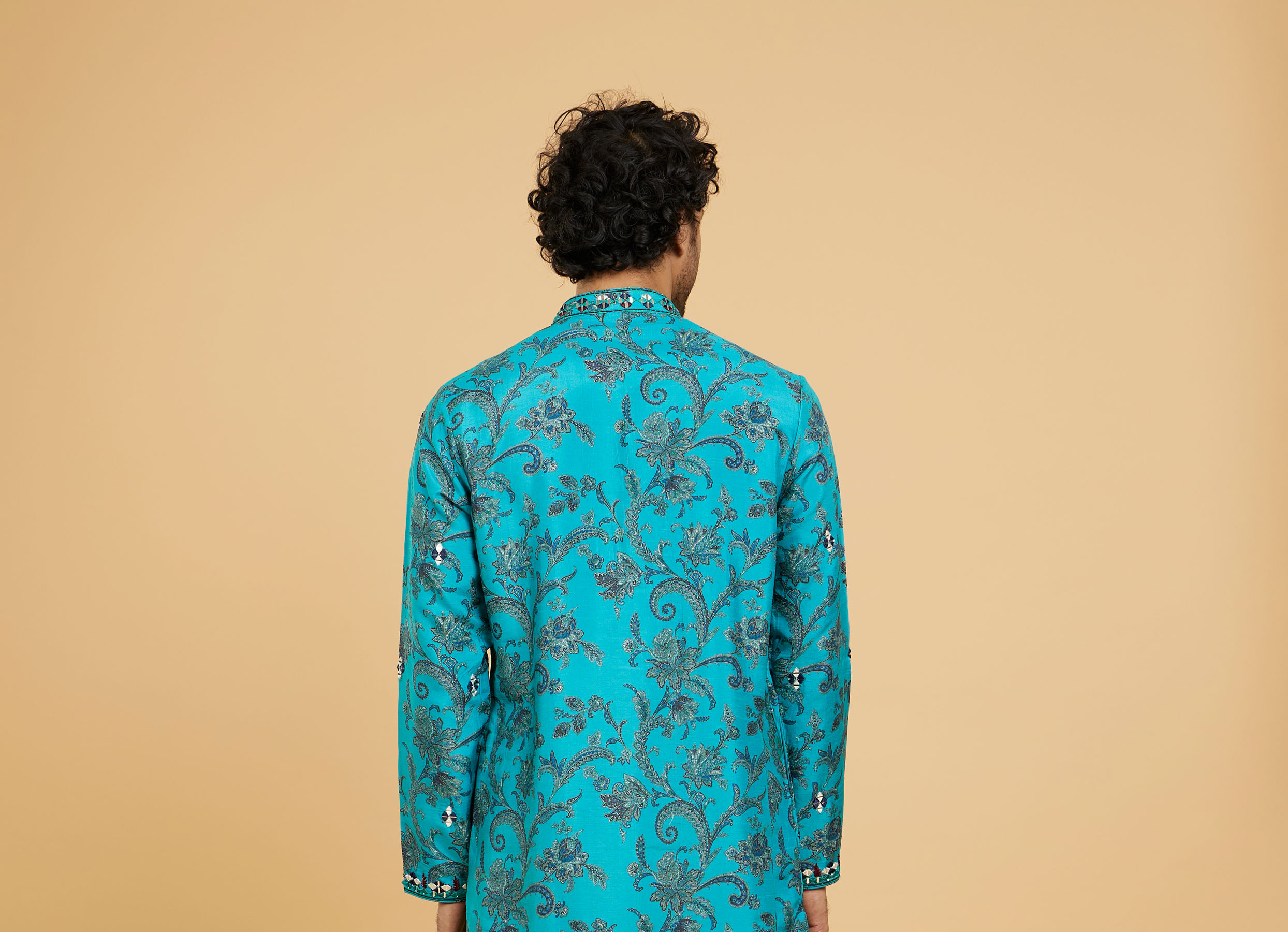 Twamev Men Teal Blue Charm Kurta Pajama