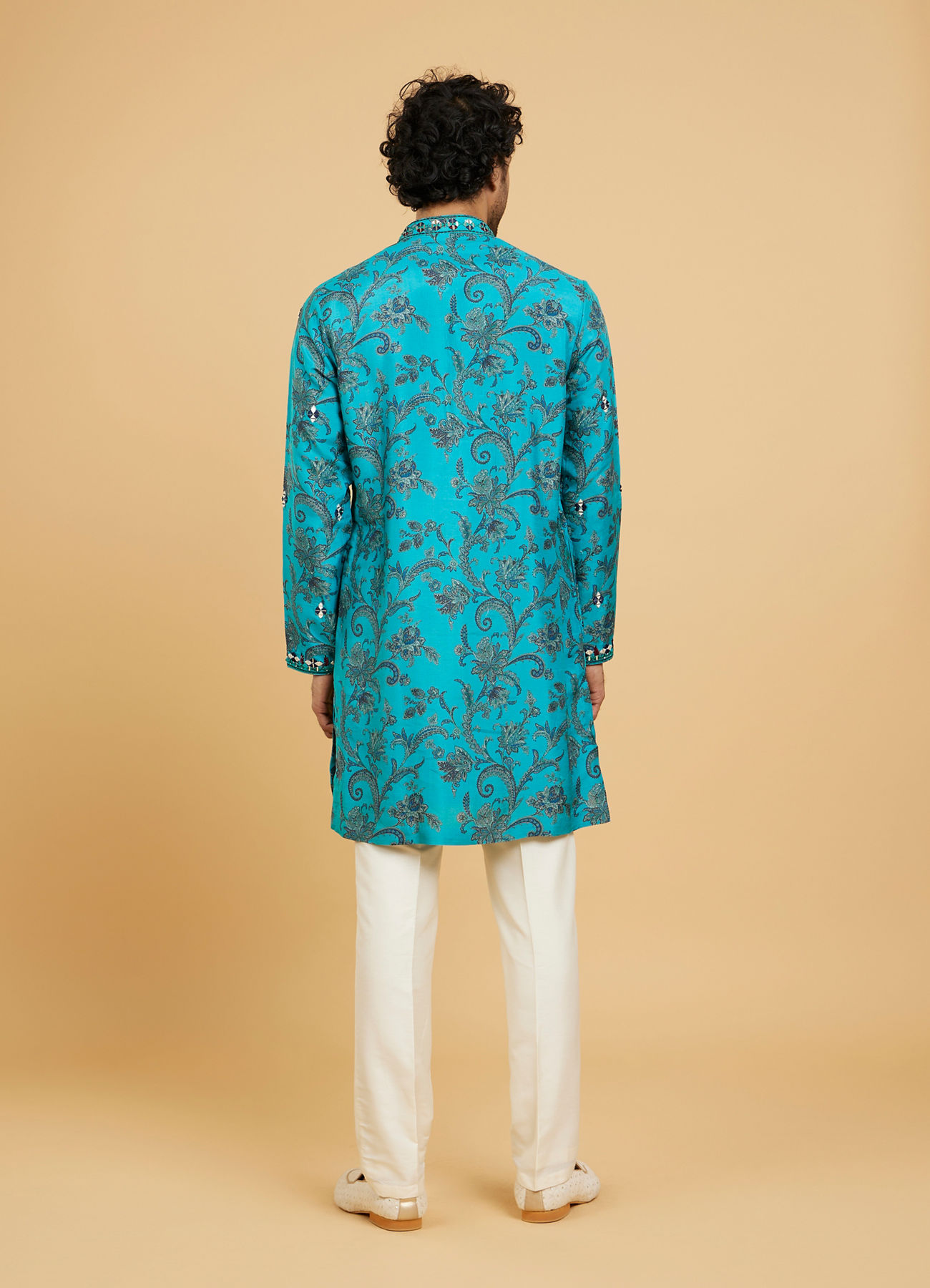 Twamev Men Teal Blue Charm Kurta Pajama