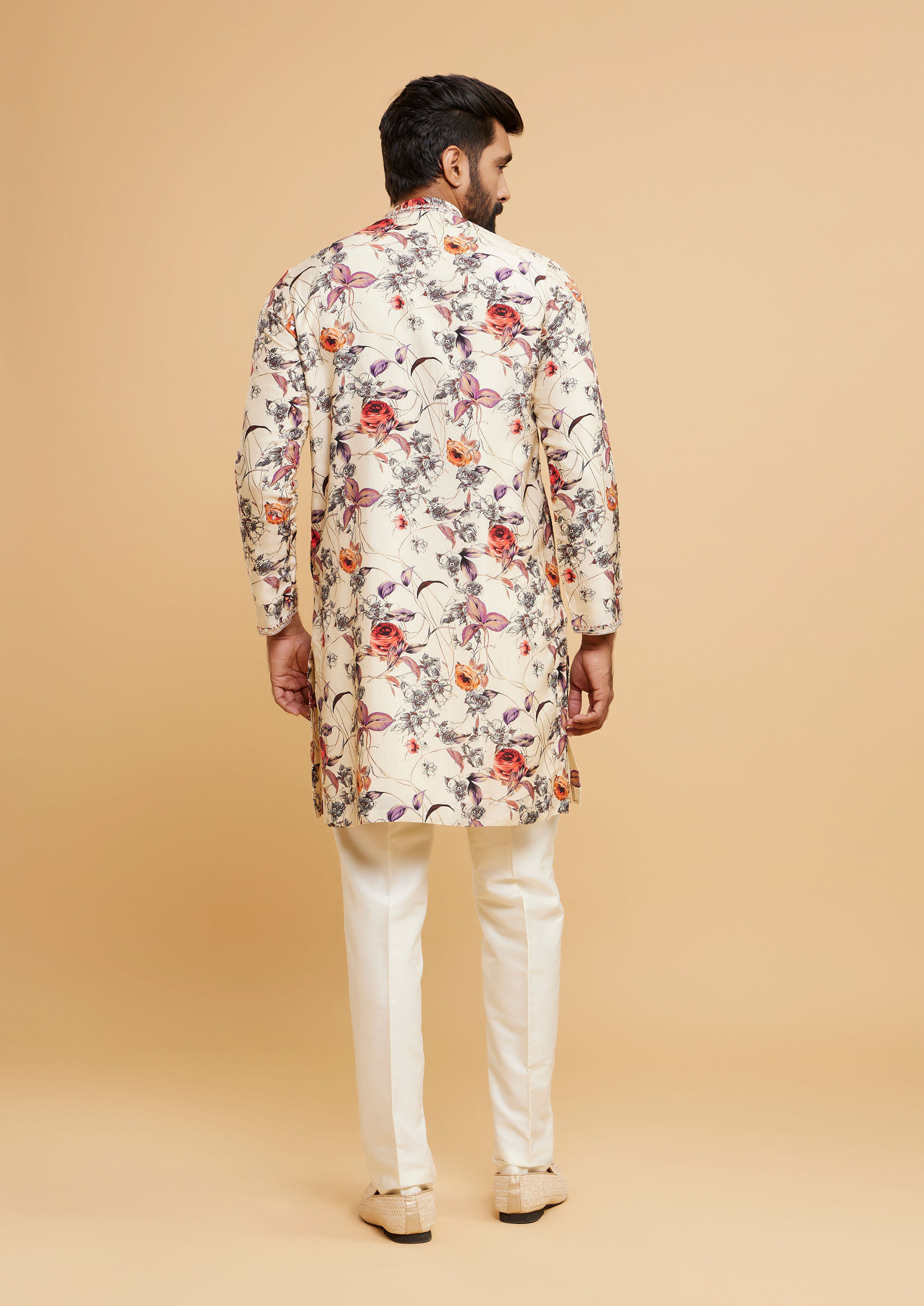 Twamev Men Beige Kurta Pajama Extravaganza