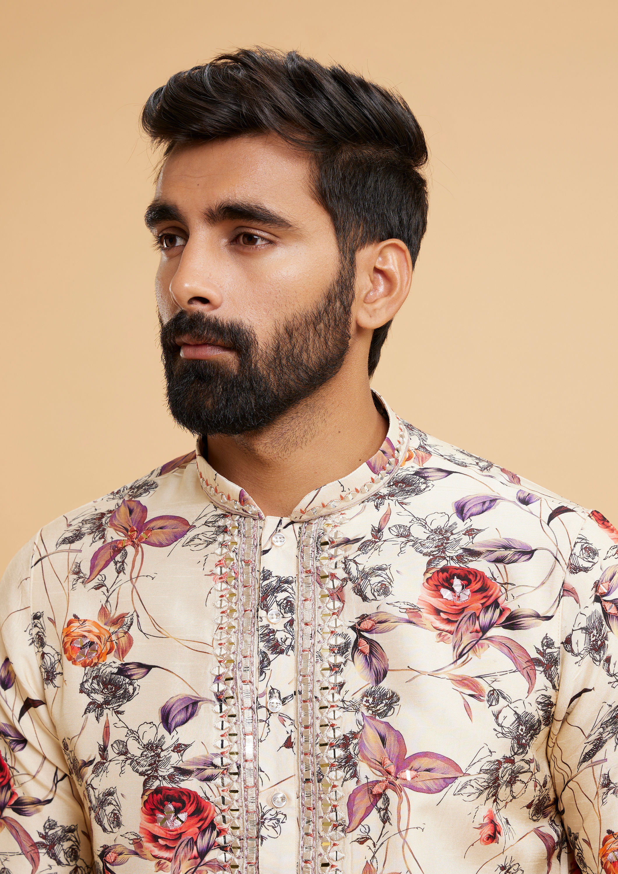 Twamev Men Beige Kurta Pajama Extravaganza