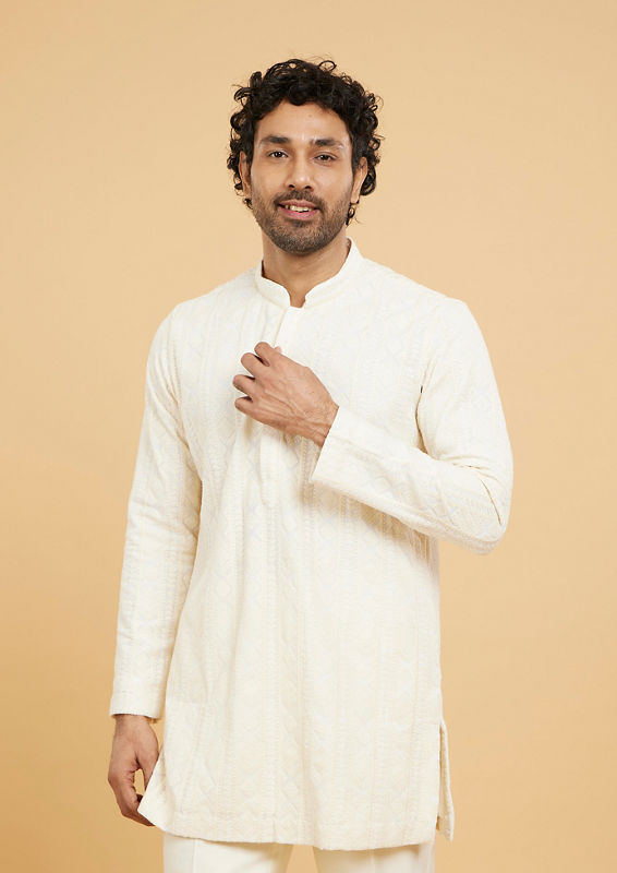 Twamev Men Cream color Kurta Pajama