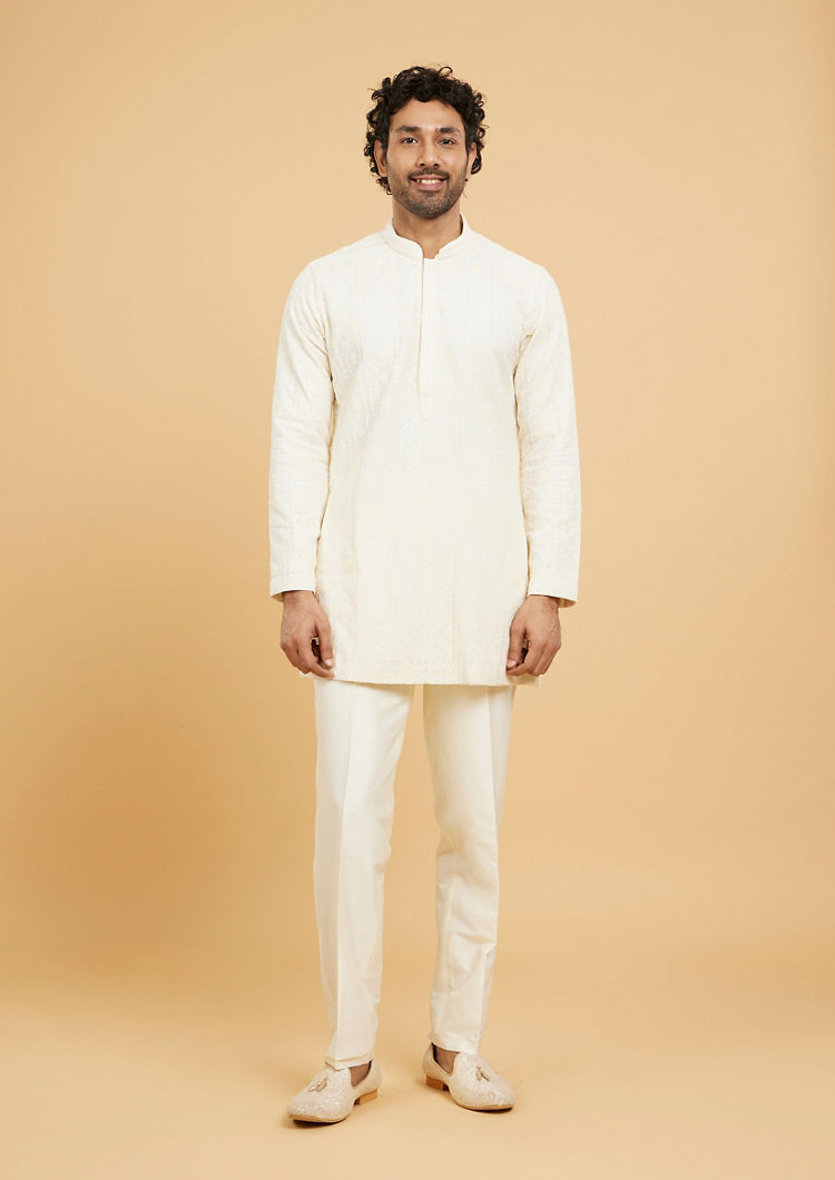 Twamev Men Cream color Kurta Pajama