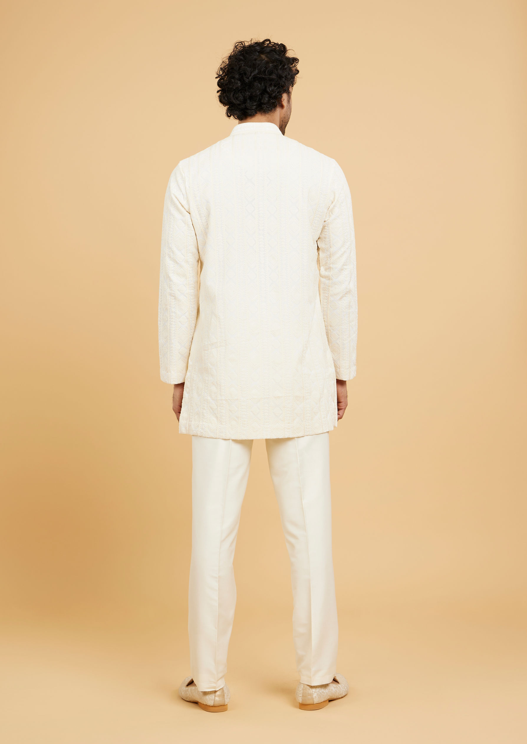Twamev Men Cream color Kurta Pajama