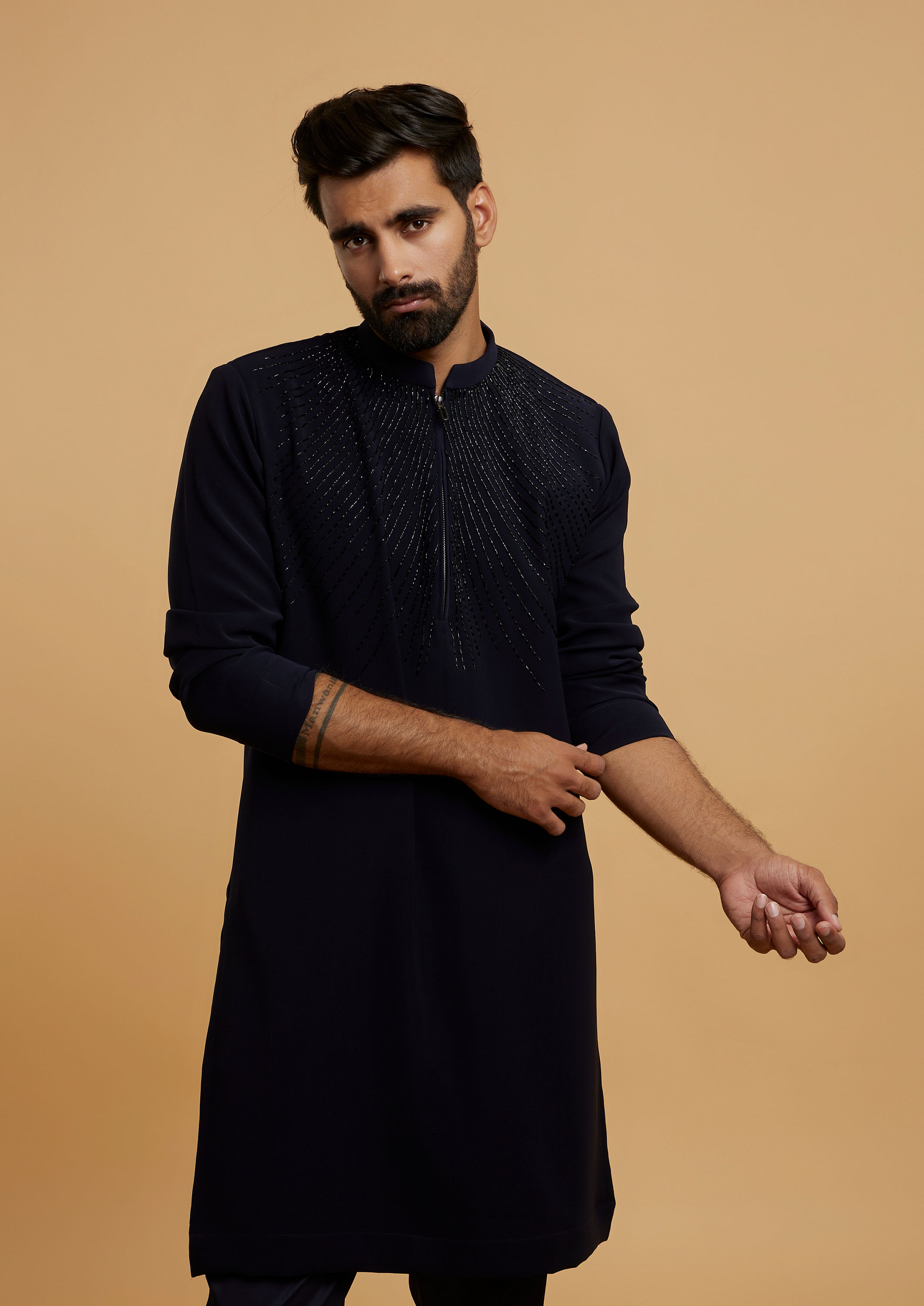 Twamev Men Dark Blue Divinity Kurta Pajama