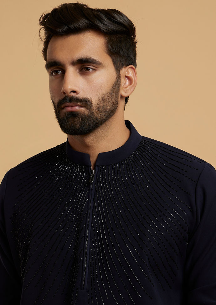Twamev Men Dark Blue Divinity Kurta Pajama