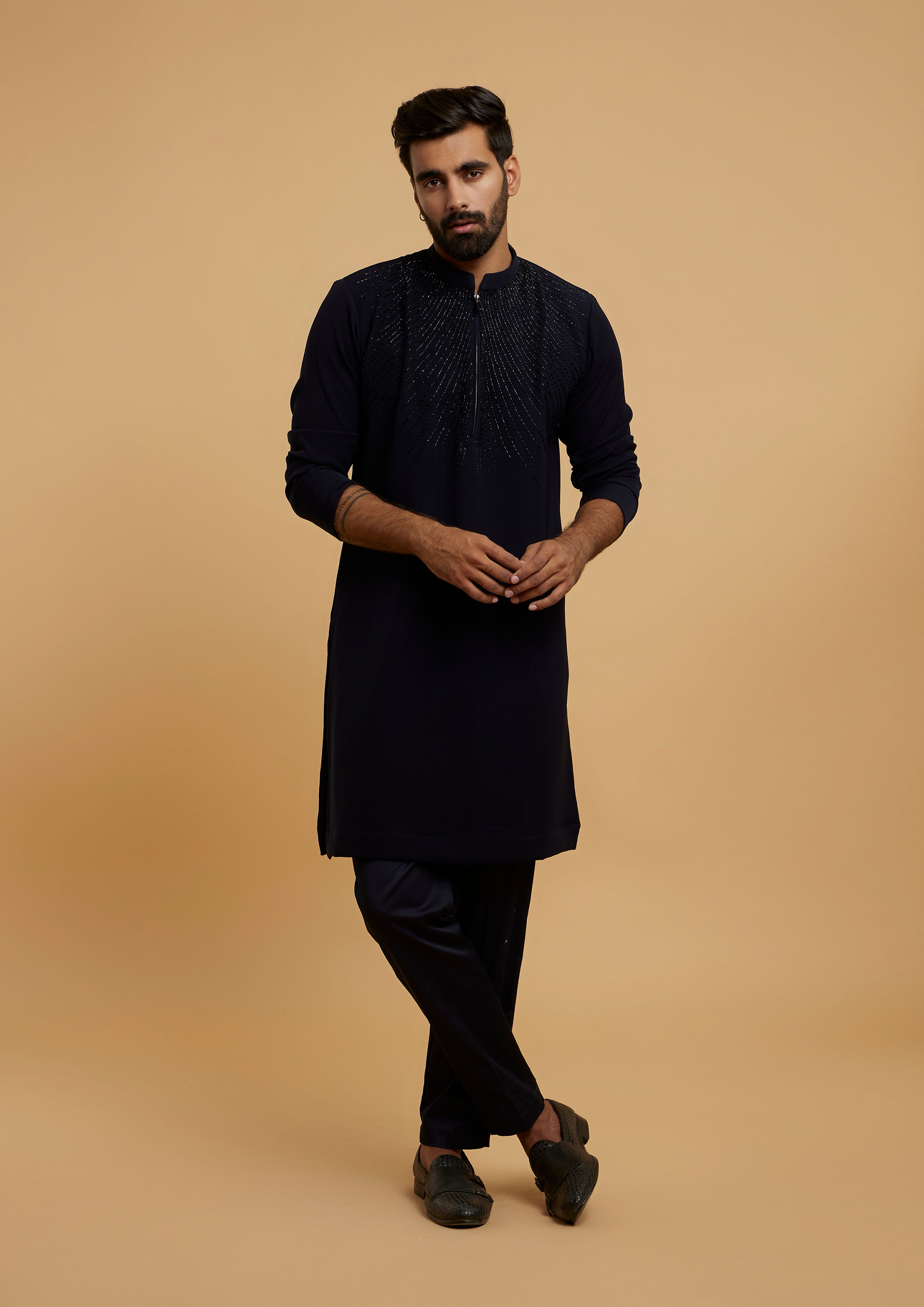 Twamev Men Dark Blue Divinity Kurta Pajama