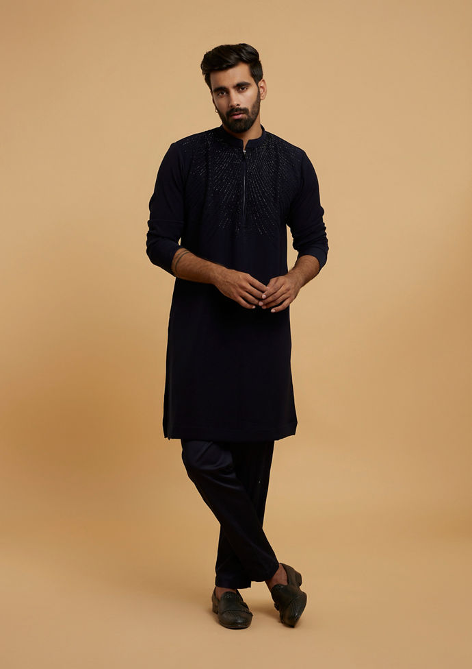 Twamev Men Dark Blue Divinity Kurta Pajama
