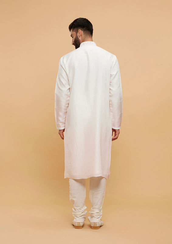 Twamev Men Twilight Pink Cream Ensemble Kurta Pajama