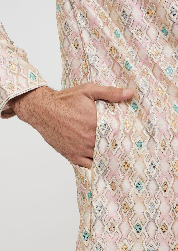 Twamev Men Enthralling Dusty Pink Kurta Pajama