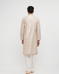Twamev Men Dusty Pink Viscose Sequin Embroidered Kurta Set
