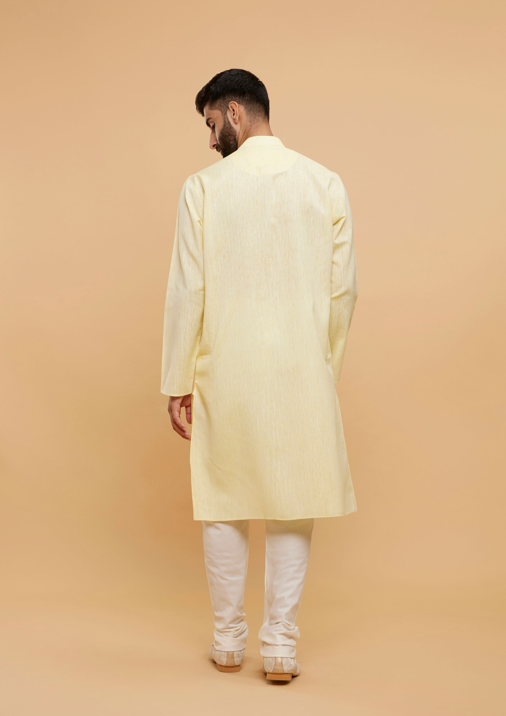 Twamev Men Sunshine Splendor Yellow Kurta Pajama image number 4