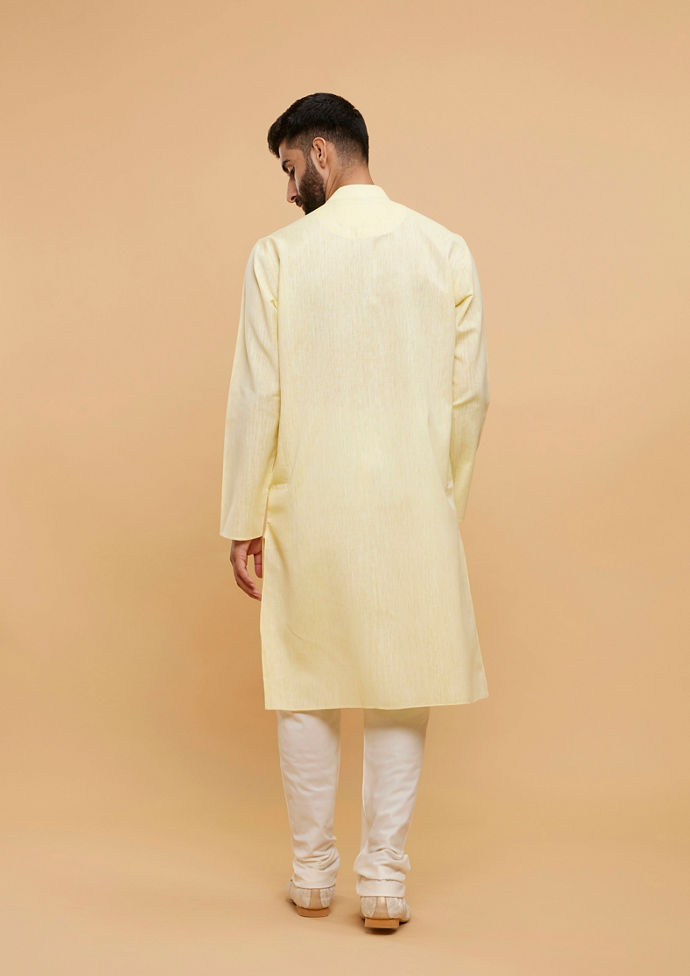 Twamev Men Sunshine Splendor Yellow Kurta Pajama image number 4