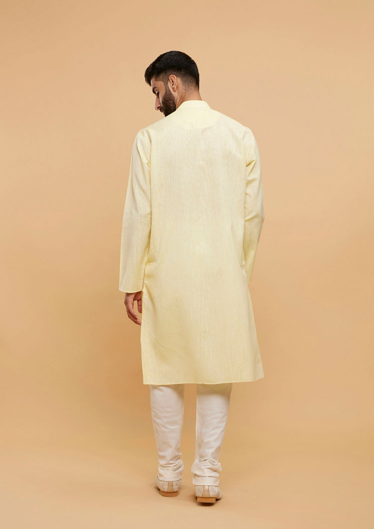 Twamev Men Sunshine Splendor Yellow Kurta Pajama image number 4