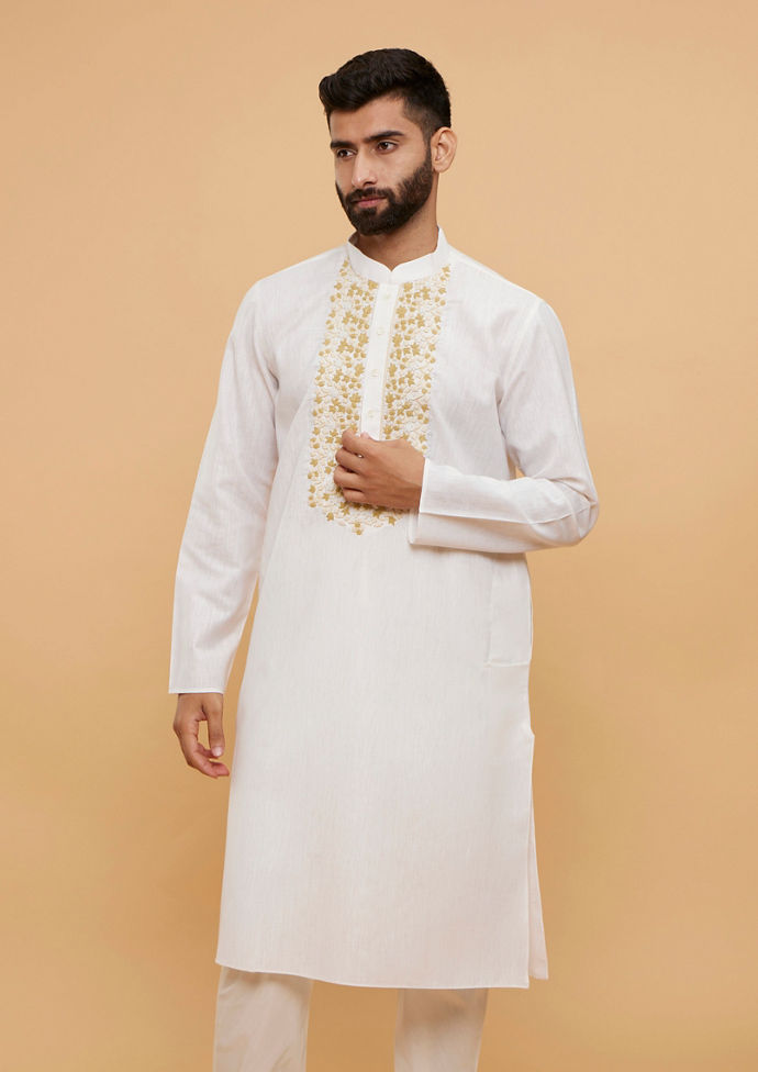 Twamev Men Timeless Cream Kurta Pajama Set