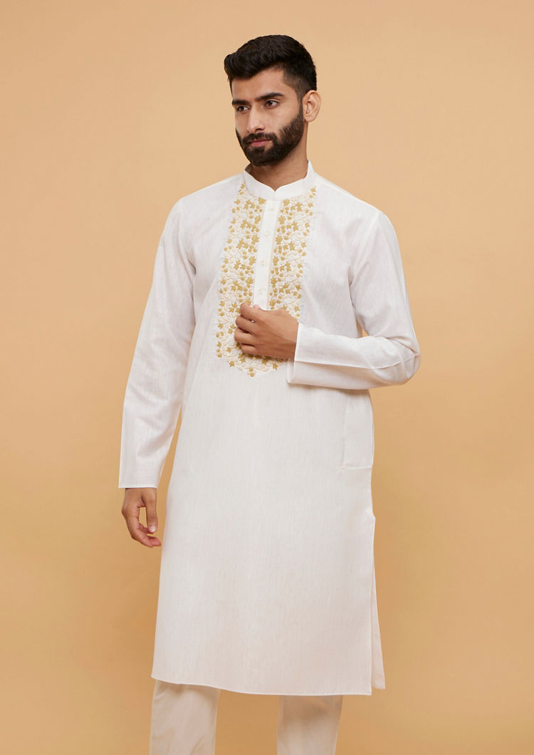 Twamev Men Timeless Cream Kurta Pajama Set