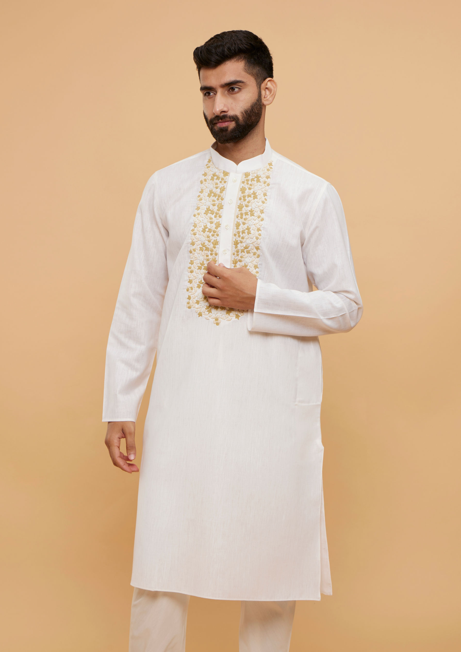 Twamev Men Timeless Cream Kurta Pajama Set