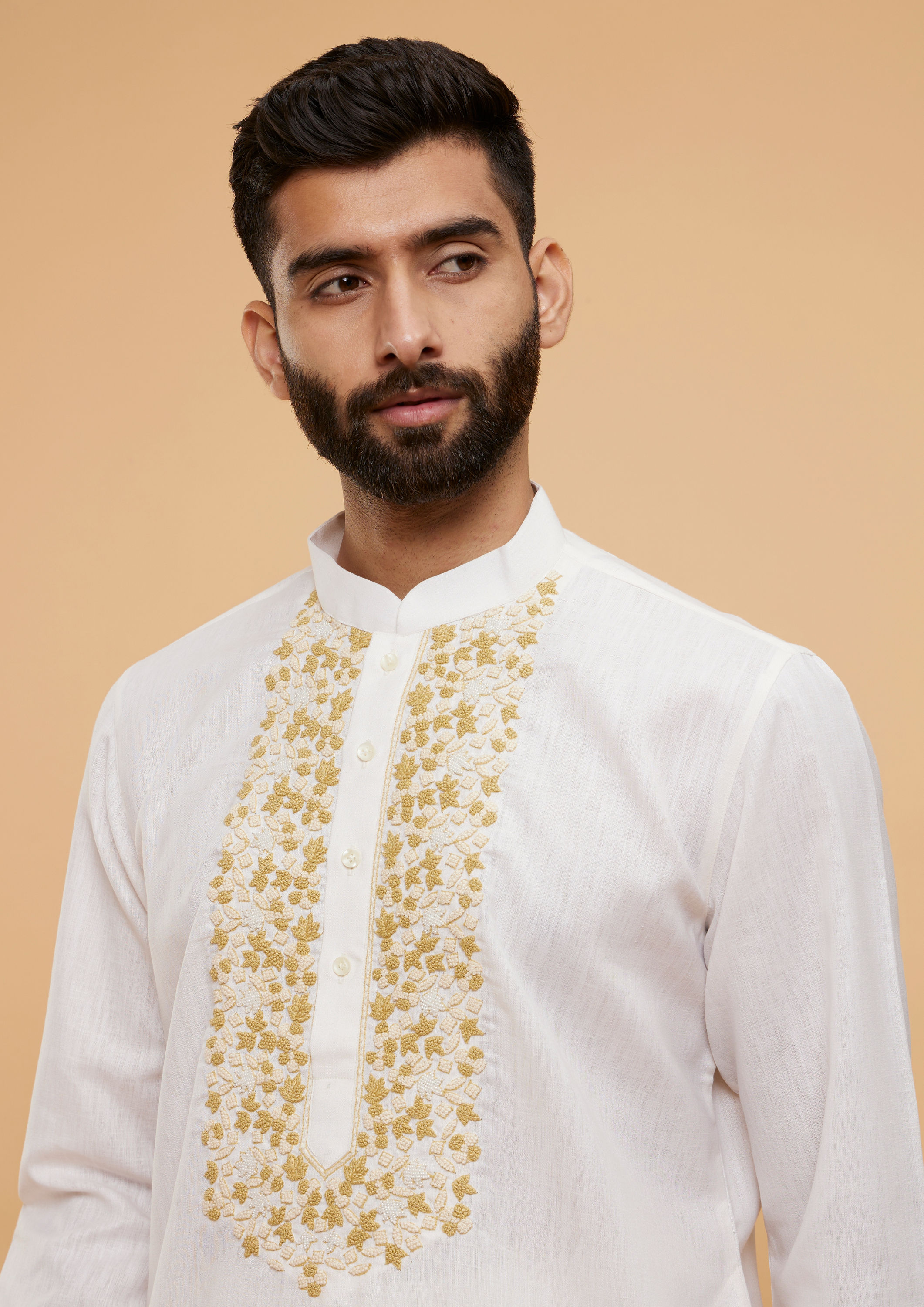 Twamev Men Timeless Cream Kurta Pajama Set image number 1