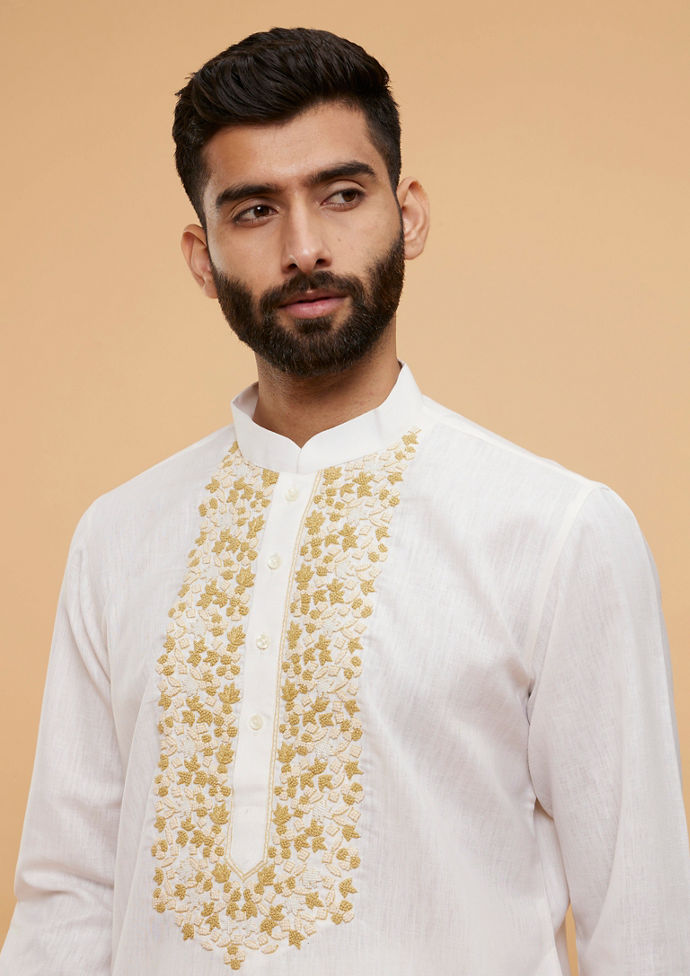 Twamev Men Timeless Cream Kurta Pajama Set image number 1