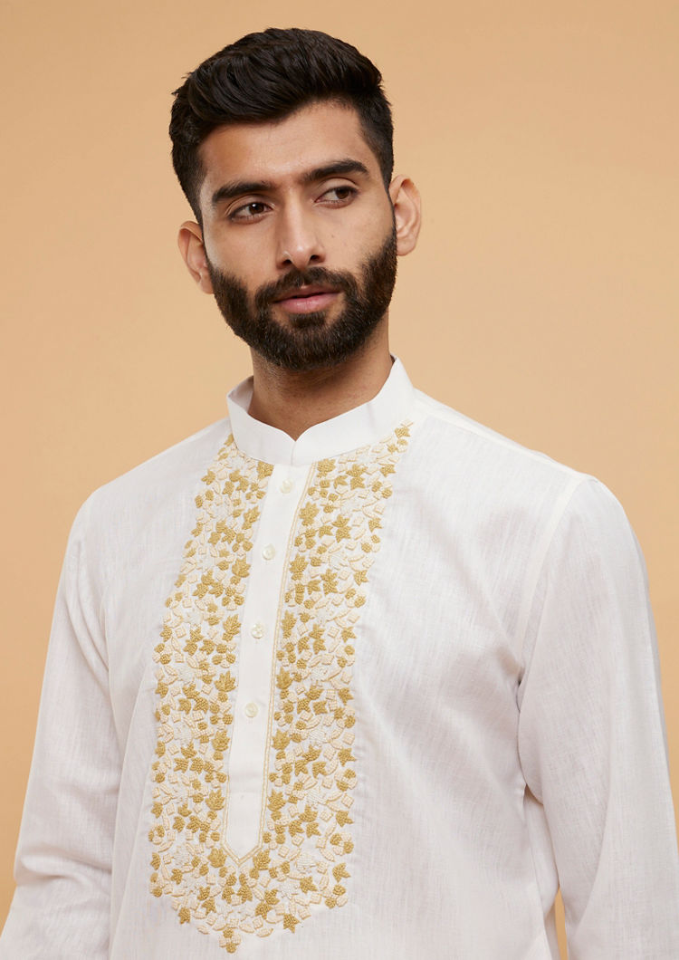 Twamev Men Timeless Cream Kurta Pajama Set