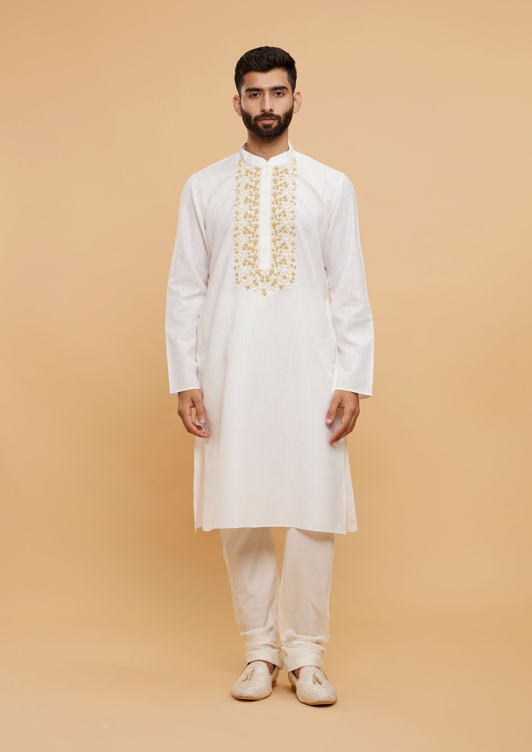 Twamev Men Timeless Cream Kurta Pajama Set image number 2