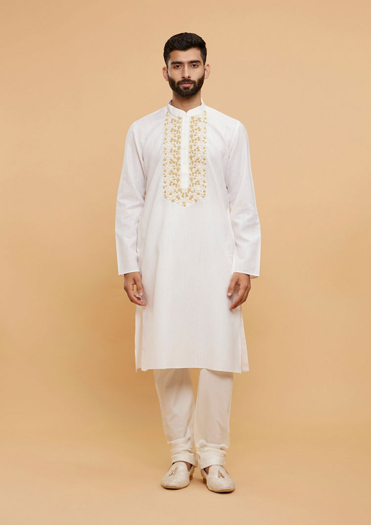 Twamev Men Timeless Cream Kurta Pajama Set image number 2