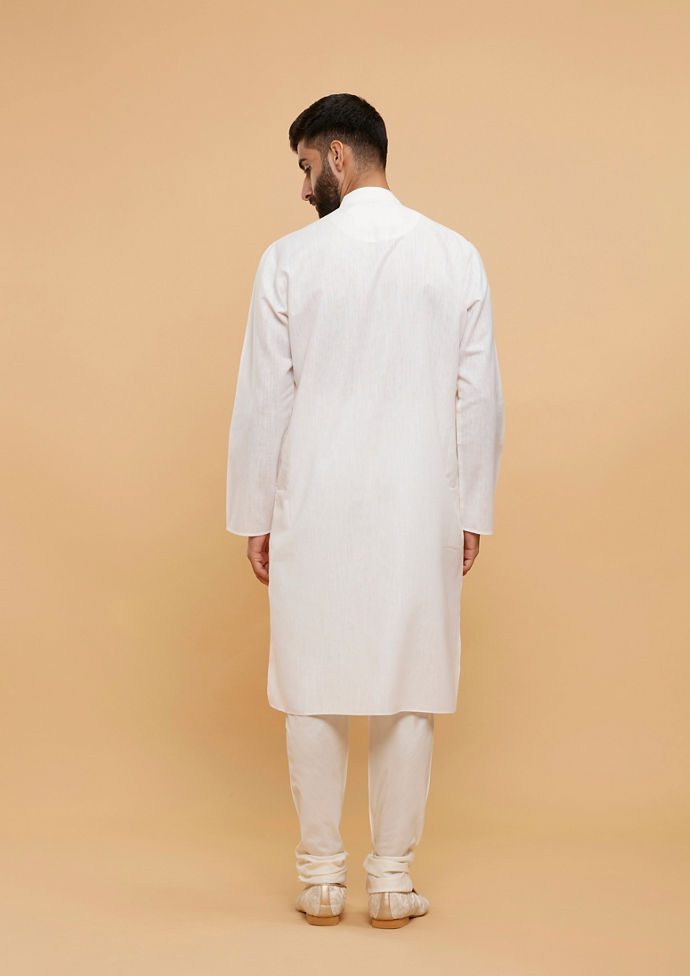 Twamev Men Timeless Cream Kurta Pajama Set image number 4