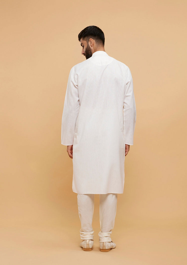 Twamev Men Timeless Cream Kurta Pajama Set image number 4