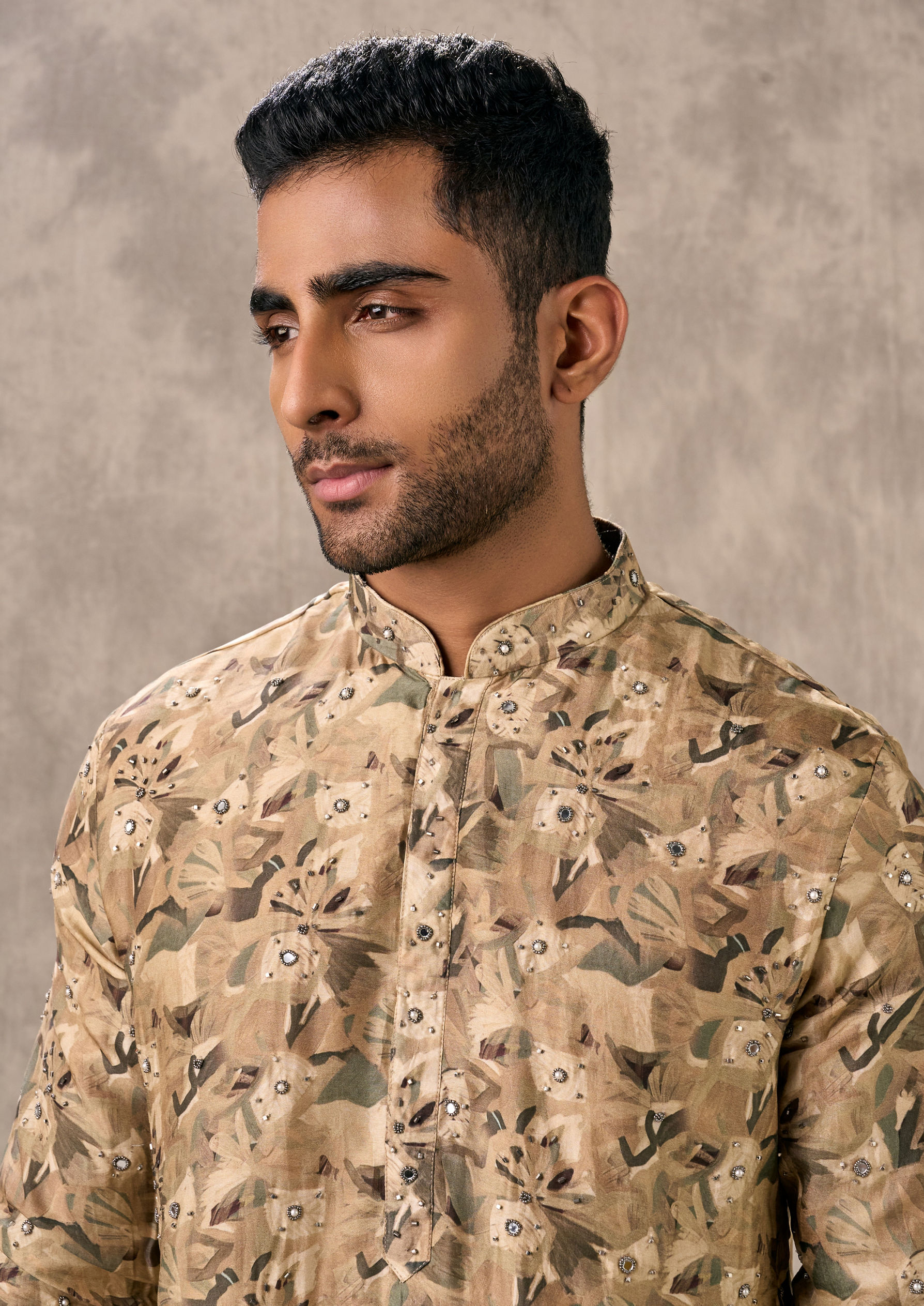 Twamev Men Mehndi Green Magic Kurta Churidar