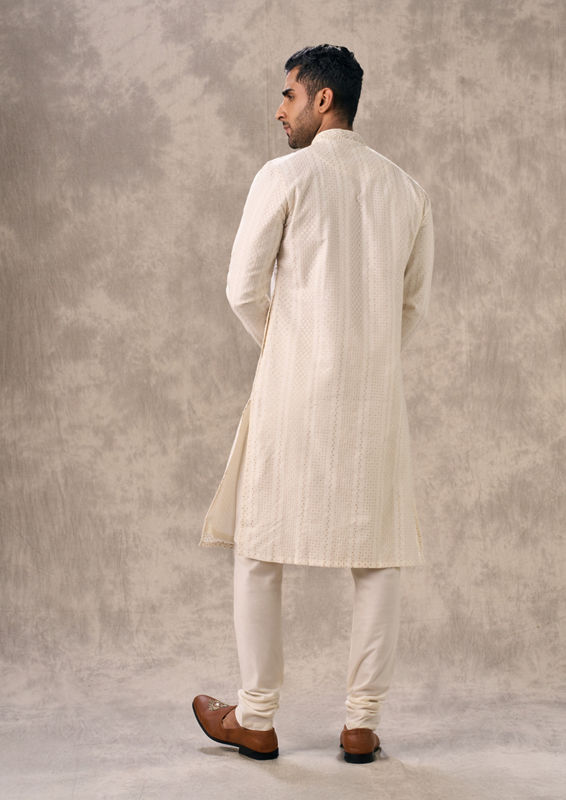 Twamev Men Elegant Cream Kurta Churidar