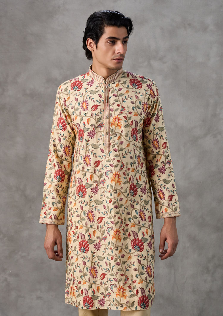Twamev Men Elegant Beige Men Kurta Churidar