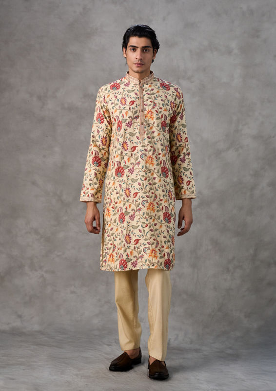 Twamev Men Elegant Beige Men Kurta Churidar