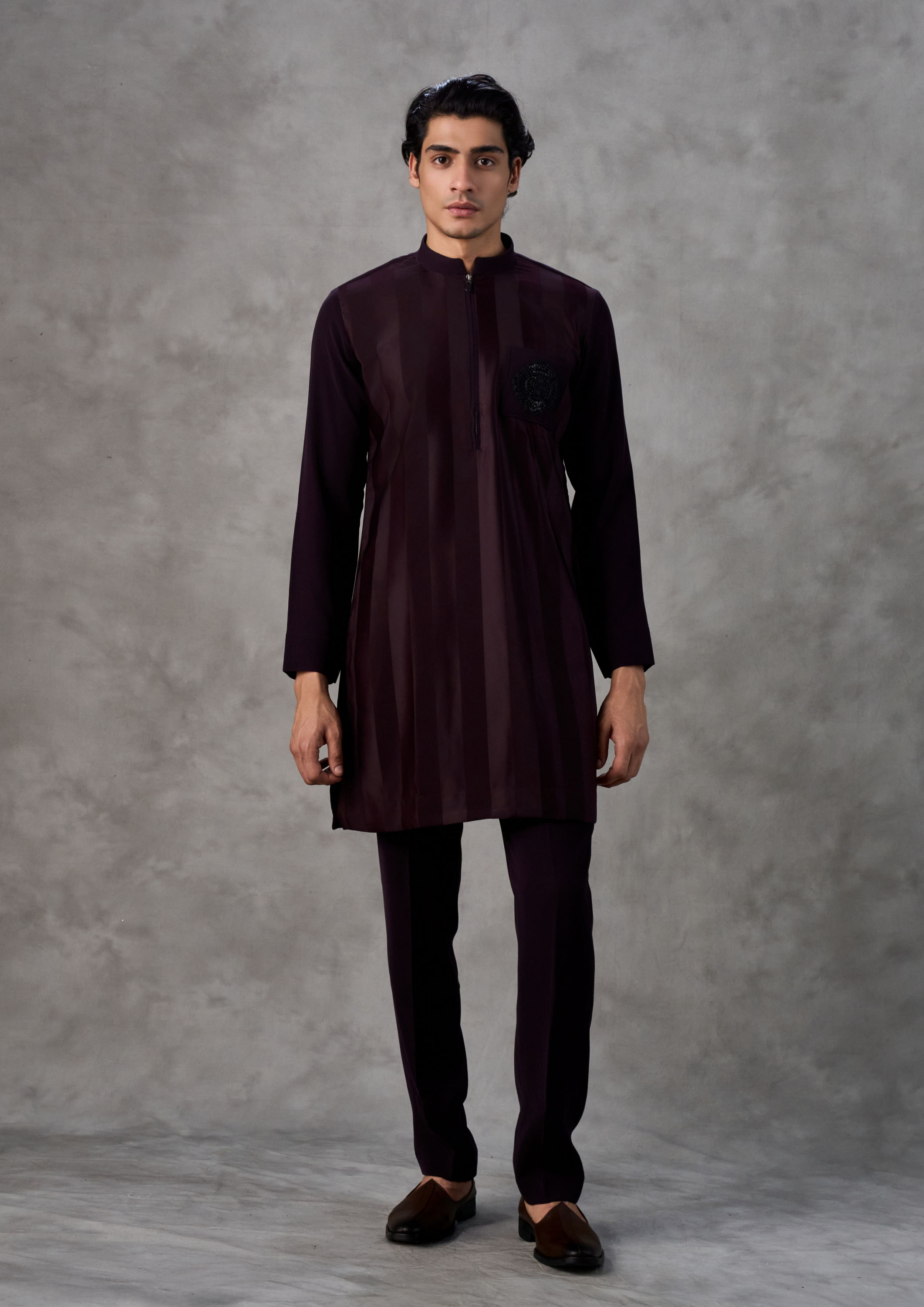 Twamev Men Wine Hued Celebration Kurta Pant