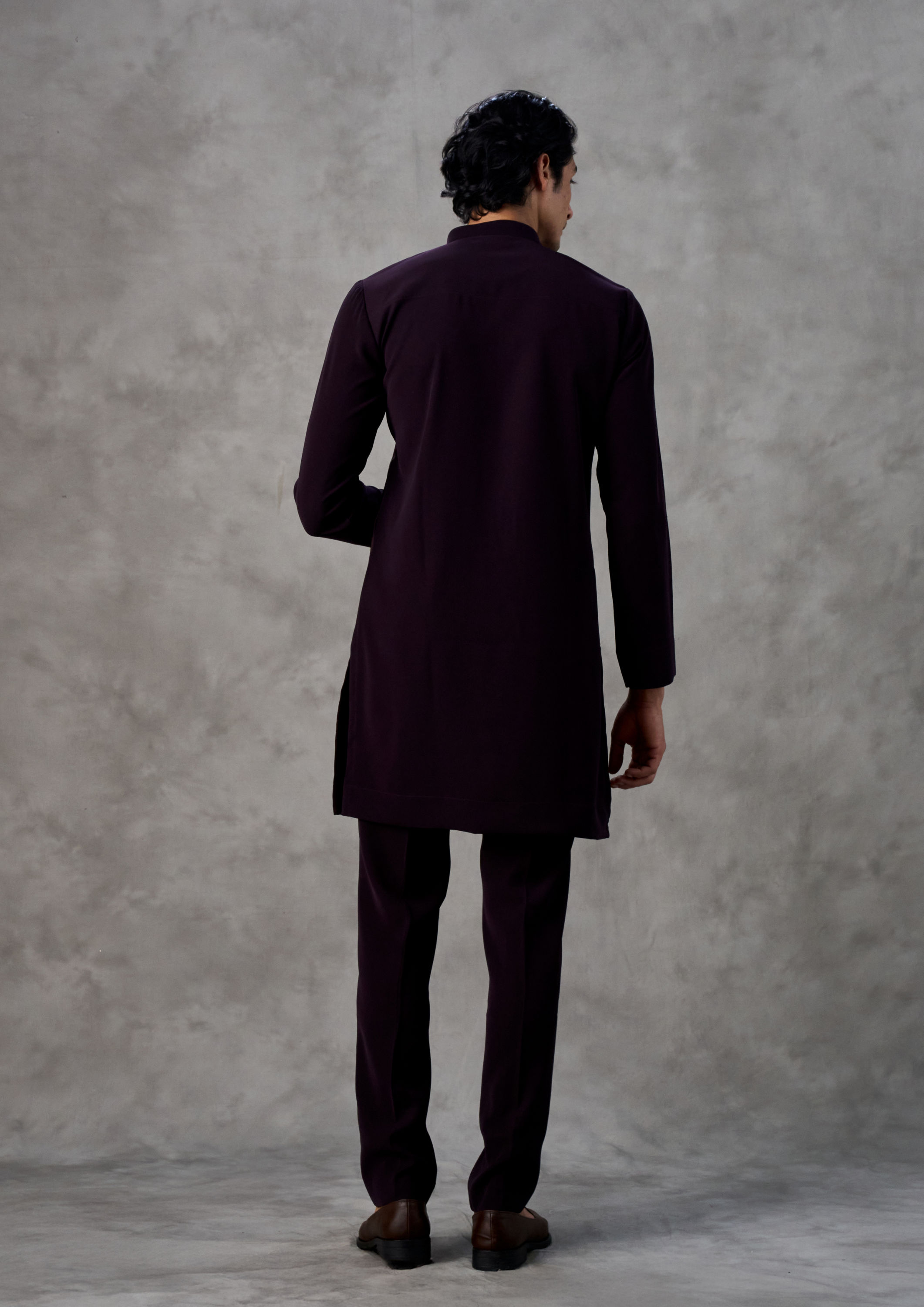 Twamev Men Wine Hued Celebration Kurta Pant